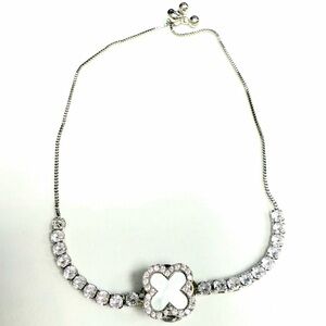 Macy's sterling Silver adjustable bracelet with Crystal Flower Design